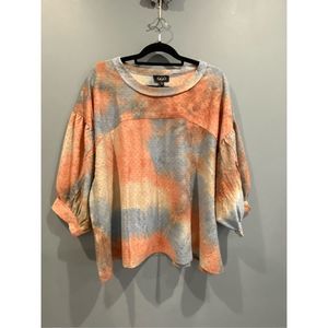 🍁🍂Gigio Oversized, Tie-Dye Top Orange, Blue, Tan